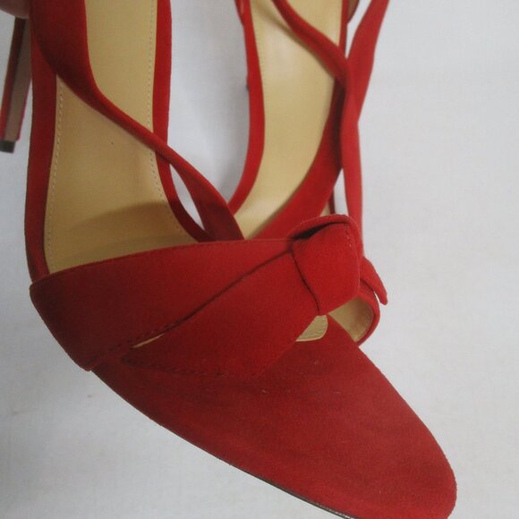 ALEXANDRE BIRMAN red suede open toe tie ankle strap high stiletto heel shoes - Picture 3 of 7